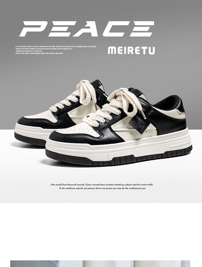Winter sneakers for men casual trendy shoes trendy brand black and white panda niche stylesense of design skateboard shoes ultra-light thick sole dunk