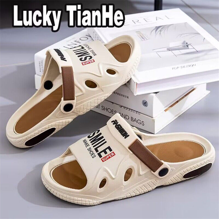 Men's slippers 2024 summer new style: cloud-like comfort, thick sole, bathroom-friendly, trendy couple's slippers, student home slippers, women's outdoor slippers