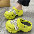 White shoelaces [green] clogs