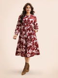 plus size plus size women's round neck printed garden skirt in stocknew arrival fat girl waist dress