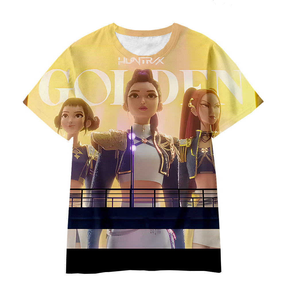 Witcher boy group 3d digital printing cross-border overseas casual loosefashion t-shirt k-pop girls t-shirt