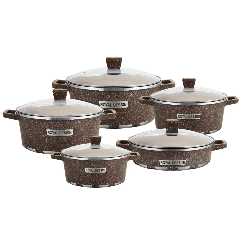 Wholesale factory export die-cast soup pot combination suit pot non-stick pot for home cooking pot soup pot aluminum pot ten-piece set