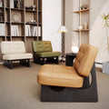 Modern minimalist balcony sofa chair, designer solid wood living room single chair, cat-scratch resistant leather electric high-back light luxury