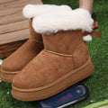 cross-border winter new arrivalfleece-linedthickenedplus size snow boots thick sole fur bow bowsheattech short boots for women
