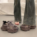 Black chunky platform sneakers for women, 2026 spring/summer new arrival, popular style, versatile casual sneakers for students, slimming and sporty