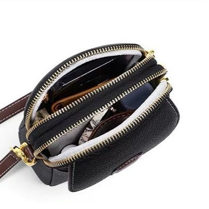 Top-grain leather 2024 new trendy fashion shoulder bag, stylish women's phone bag, soft leather versatile genuine leather handbag