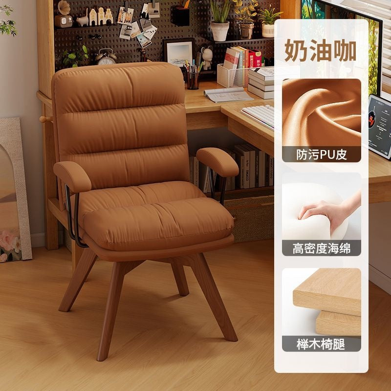 Computer chair for homeaccessible luxuryretrorotatable solid wood chair study desk chair comfortable long sitting bedroom back chair