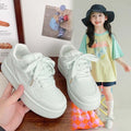 Girls' white sneakers - princess style, chunky sole,  autumn new collection, dopamine fashion