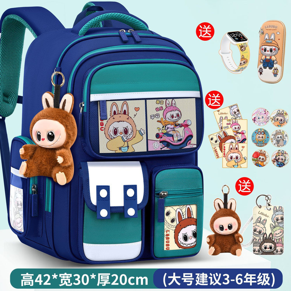 Labubu backpack - new 2026 model for elementary school students (grades 1-6). lightweight, spine-protecting, and load-reducing design for boys and girls