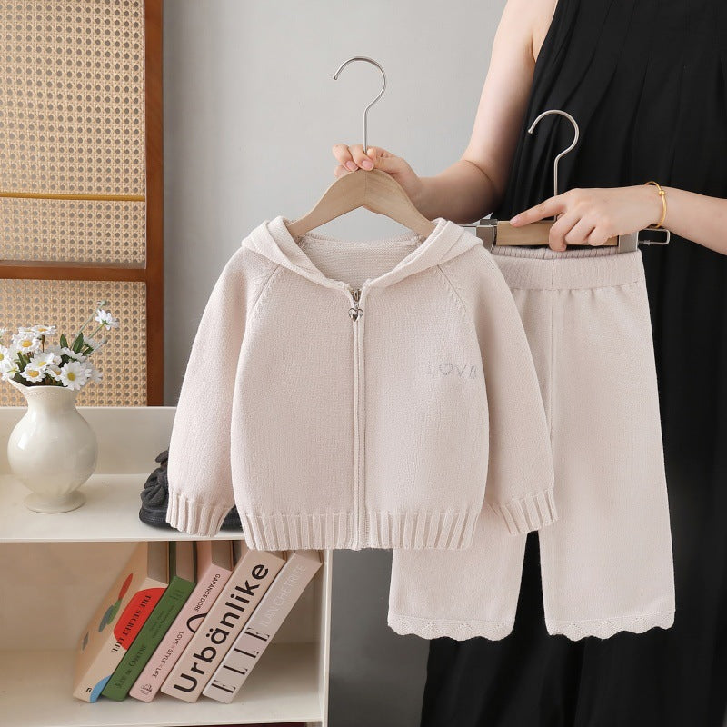 Girls' knitted sweater and pants set - new autumn  collection - casual sweater outfit for little girls