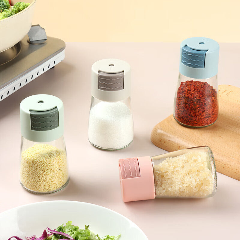 New quantitative seasoning bottle seasoning jar household seasoning bottle kitchen seasoning box moisture-proof salt bottle glass salt jar