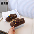Vancahao kids' tassel birkenstock shoes - new autumn  korean style girls' fashionable colorful beaded casual single shoes