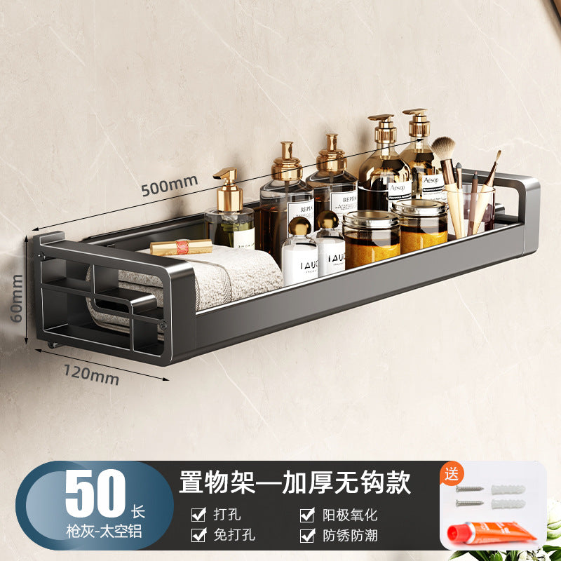 Wholesale Factory Direct Sales Thickened Profile Toilet Shelf Space Aluminum Bathroom Cosmetics Storage Rack No Punching