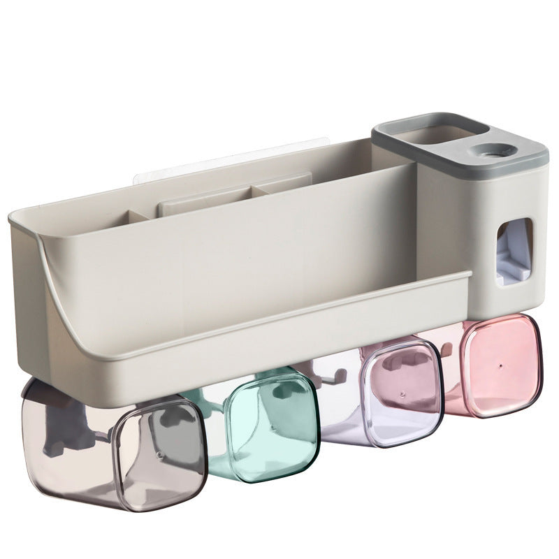 No punching toothbrush shelf tooth cup brush holder wall-mounted bathroom mouthwash cup wall-mounted toothset set