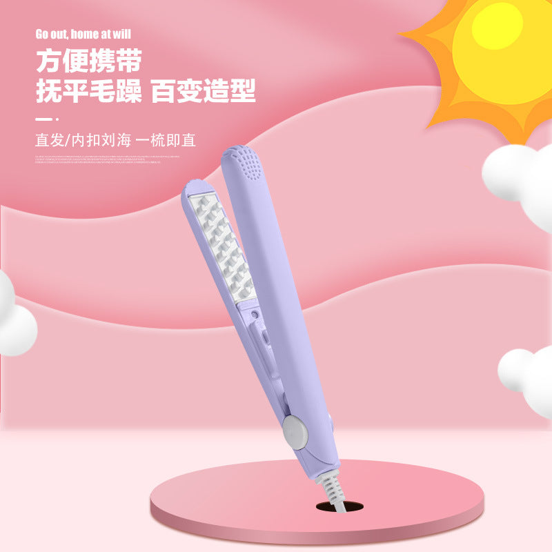 Dormitory mini corn ironing plaid electric splint pad hair root high cranial top speed heat does not hurt hair ceramic plate with plastic shell