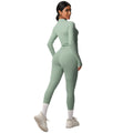 European and american nude feel compression zip-up yoga set - high-waisted pocket quick-dry activewear running fitness two-piece outfit