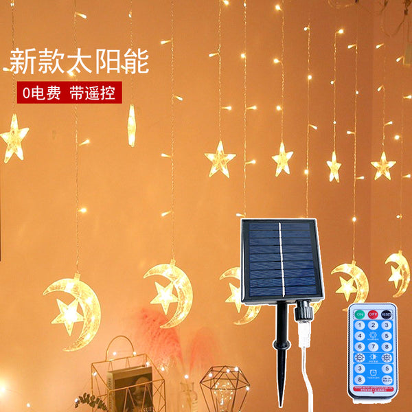 LED moon holding star curtain light decorative light moon companion star light string christmas moon Internet celebrity room decorative lights