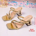 Export cross-border square toe thick heel high heel sandals 2026 summer new arrival fashion style flip-flops fashion sandals for women