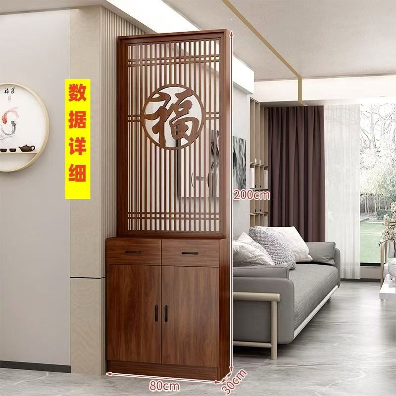 New chinoiserie screen partition living room blocking movable living room entrance partition cabinet new arrival solid wood shoe cabinet sideboard