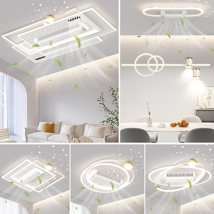 2024 new starry sky projection bladeless fan light modern simple bedroom ceiling light premium package lighting