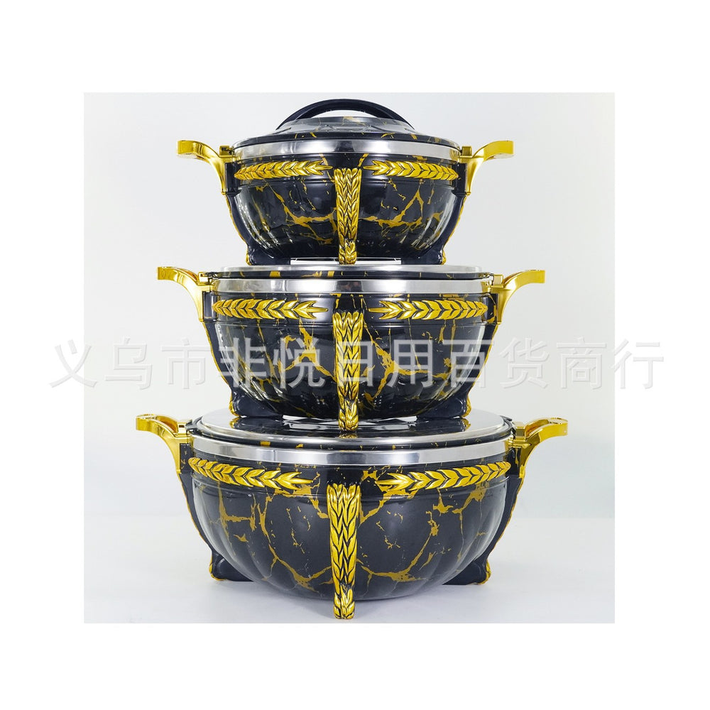 Factory direct sales cross-border hot-selling stainless steel insulation bucket white stone pattern black stone pattern light gold handle classic cross-border hot-selling