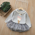 Girls' knit sweater set - new autumn/winter  collection: chic baby pullover with lace collar, long-sleeved base layer knitwear