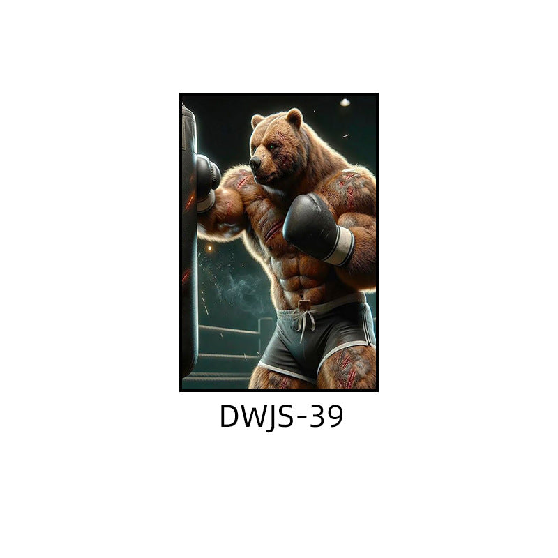 Gym decorative painting industrial style boxing hall hanging painting taekwondo martial arts hall fighting creative animal cartoon mural