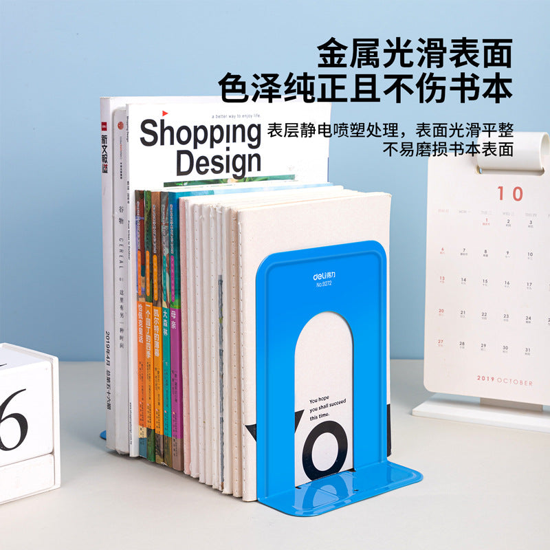 Deli 9272 Blue Bookstand Iron Bookstand Student Bookcase Book Relying on Metal Bookstand Wholesale
