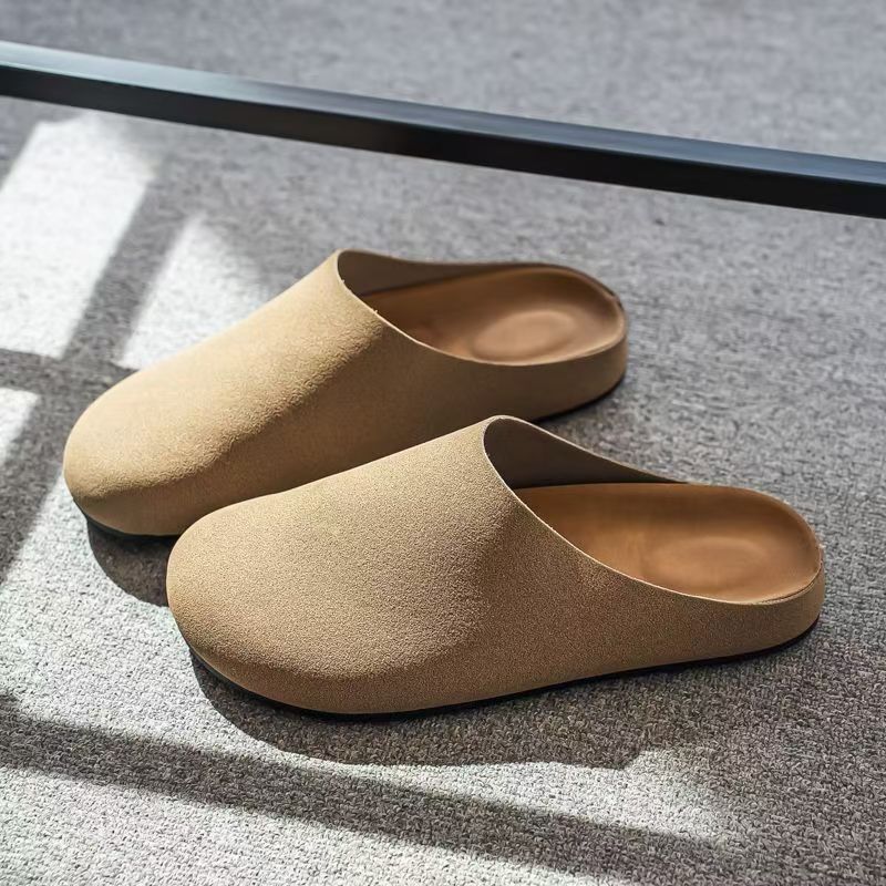Soft bottom mule slippers for men winteroutwear old money style lazy casual slip-on men's birkenstock shoes toe-cap half drag