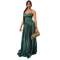 European and american cross-border women's fashion  summer new arrival: elegant green irregular camisole top and pleated midi skirt set