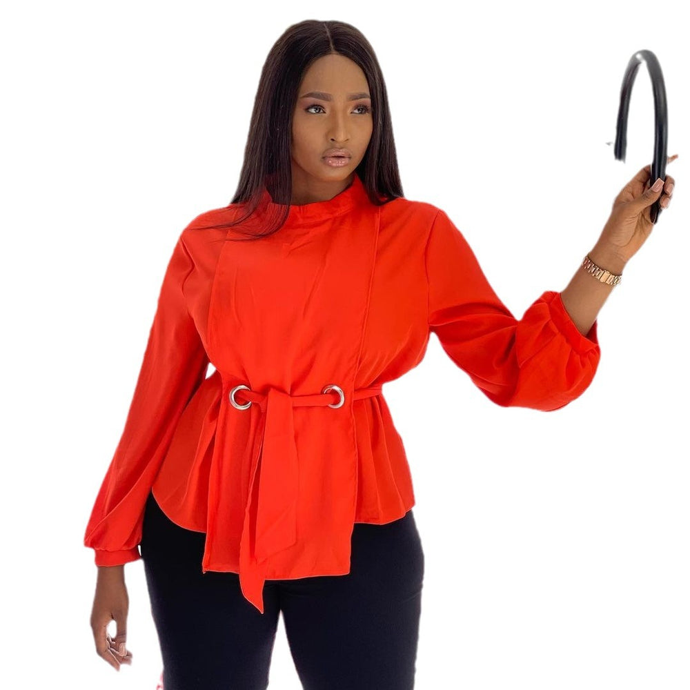 supply of african fashion pullover turtleneck long sleeves waist slimming look chiffon breathable women's clothing easiest for matchtops on sale