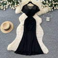 Lightly mature elegance style red short-sleeved dress female summer k-style pleated a-line long skirt work clothingslimming lookelegant skirt