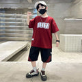 Boys' summer  new stylish outfit: trendy short-sleeve and shorts two-piece set - lightweight summer wear for babies and kids