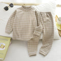 Kids german velvet home clothes suit boys and girls fall and winterheattechintimateschildren's bottom pajamas autumn clothes and long trousers