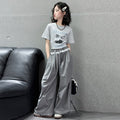 Girls' summer outfit set  new korean style chic fashionable girl's spring and autumn base layer casual pants two-piece set