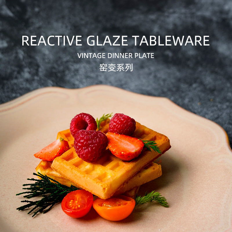 European retro ceramic western dinnerware restaurant hotel home use steak plate high-value unique ceramic plate dish