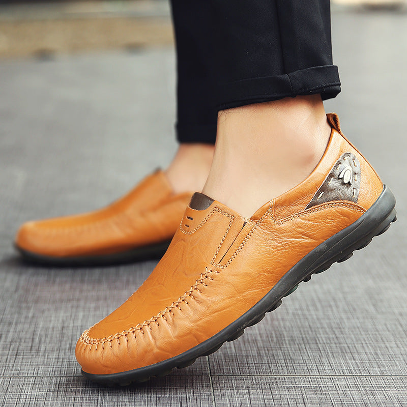 Cross-border new men's leather shoes simple and fashionable Doudou shoes large size men's shoes summer business shoes me casual shoes