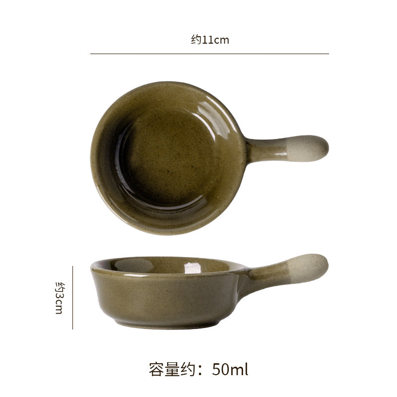 Retro handle seasoning ceramic dish japanese kiln restaurant dipping dish snack dish seasoning dishaccessible luxuryretro