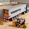 Kids' extra-long big truck toy - alloy semi-truck with container, trailer, and forklift