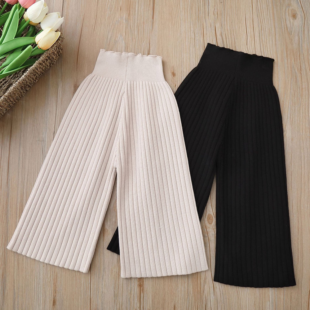 autumn new knitted wide-leg pants korean style boys' and girls' woolen trousers casual long pants