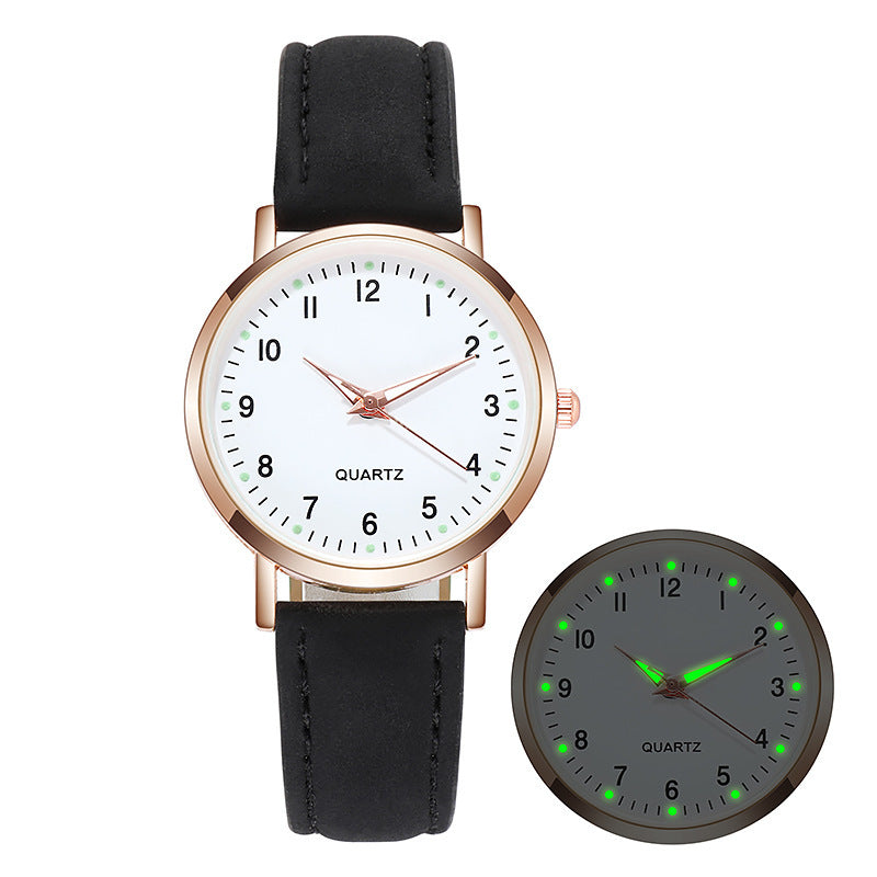 Women's luminous digital retro nubuck leather casual quartz watch - night glow vintage style