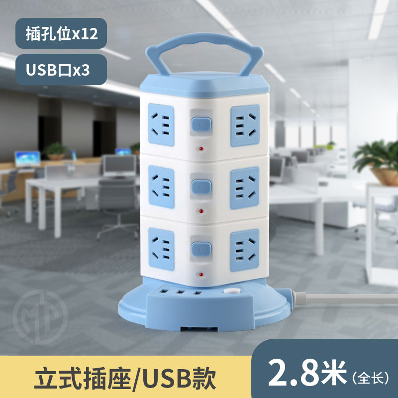 For homevertical socket panel multi-hole plug strip multi-function plug strip multi-purpose stereo plug strip with cable usb plug strip