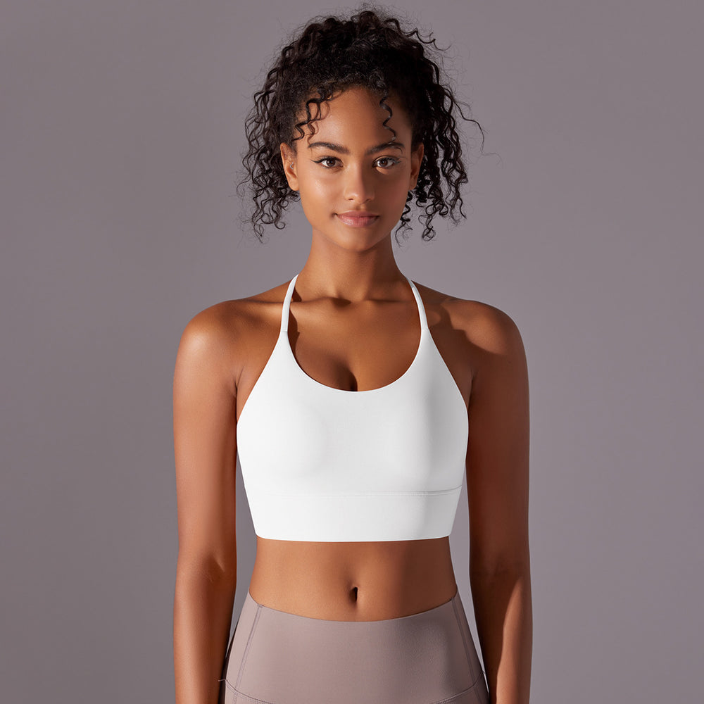 New arrival brushed double-sided nylon pure color beautiful back cross sling sports running fitness yoga wear sports intimates women
