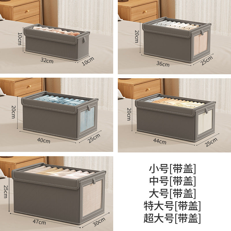 2025 Japanese-style large windowable cotton and linen storage box foldable household fabric storage for clothes and clothing