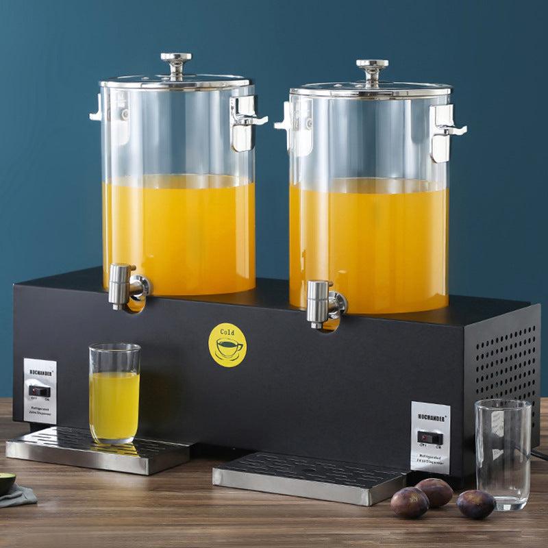 Hot and cold tripod, commercial beverage bucket in restaurant, visual juicer 10L one-click cold drinking machine, double head, juice tripod