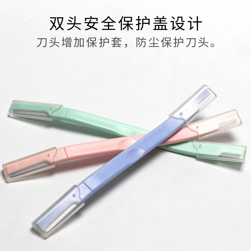 Portable double-head eyebrow razor - women's safe micro-blading eyebrow shaper - stainless steel blades - beauty tool wholesale