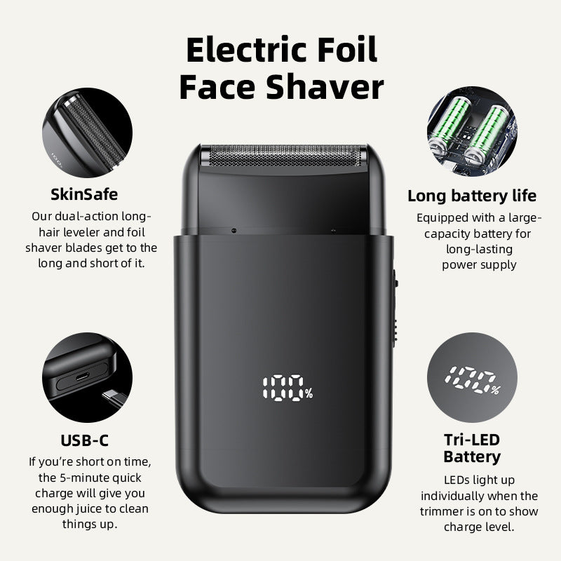 New reciprocating electric shaver - compact, portable, waterproof for car use, men's shaving, home shaving