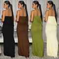 C7797 cross-border  new women's bandeau drape mermaid maxi dress sexy bodycon evening gown