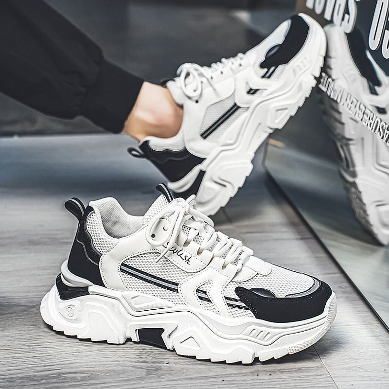 Men's winter breathable 2025 new trendy versatile youth sports casual chunky sole height increasing white dad shoes