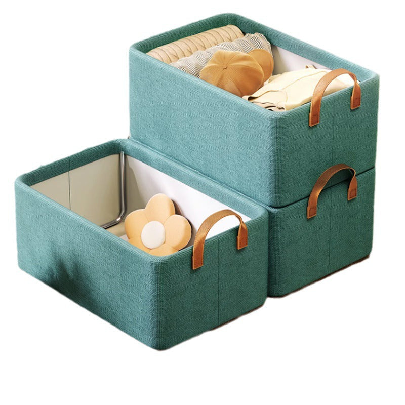 Cationic steel frame storage box Portable home fabric clothing storage basket Foldable wardrobe clothing storage box